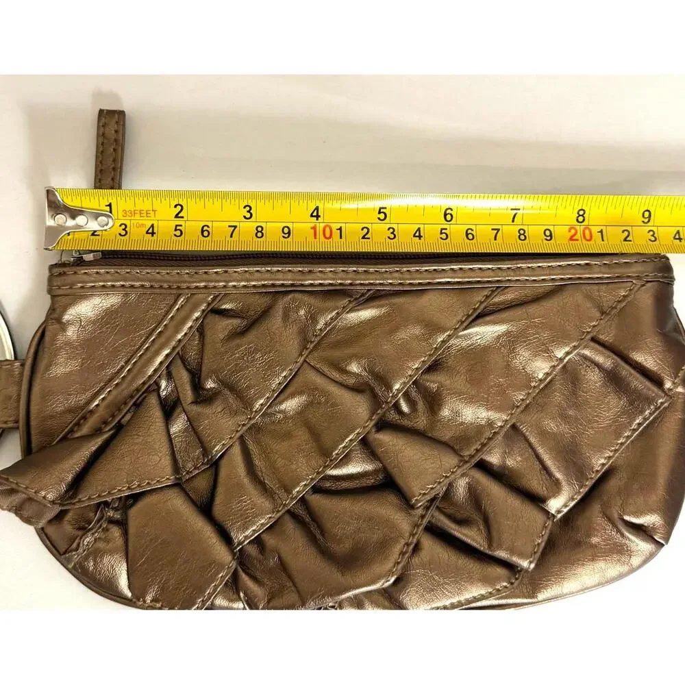 Trendy‎ Quilted Metallic Clutch with Ring Handle Wristlet